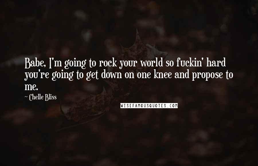 Chelle Bliss Quotes: Babe, I'm going to rock your world so fuckin' hard you're going to get down on one knee and propose to me.