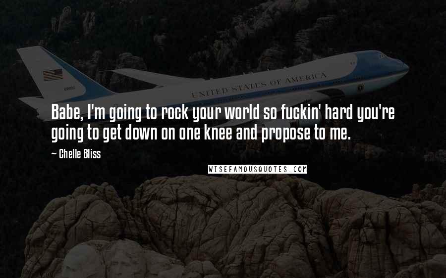 Chelle Bliss Quotes: Babe, I'm going to rock your world so fuckin' hard you're going to get down on one knee and propose to me.