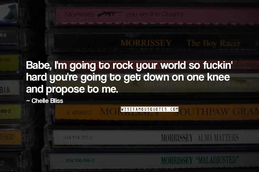 Chelle Bliss Quotes: Babe, I'm going to rock your world so fuckin' hard you're going to get down on one knee and propose to me.