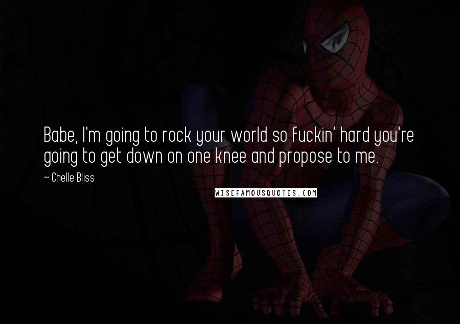 Chelle Bliss Quotes: Babe, I'm going to rock your world so fuckin' hard you're going to get down on one knee and propose to me.