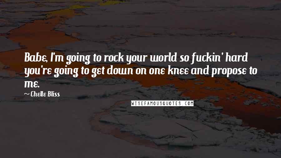 Chelle Bliss Quotes: Babe, I'm going to rock your world so fuckin' hard you're going to get down on one knee and propose to me.