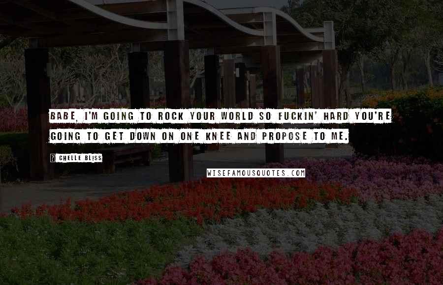 Chelle Bliss Quotes: Babe, I'm going to rock your world so fuckin' hard you're going to get down on one knee and propose to me.