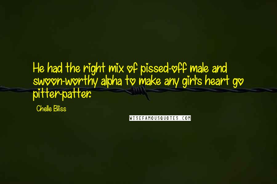 Chelle Bliss Quotes: He had the right mix of pissed-off male and swoon-worthy alpha to make any girl's heart go pitter-patter.