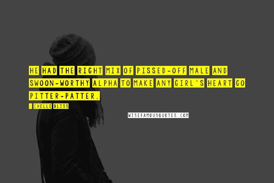 Chelle Bliss Quotes: He had the right mix of pissed-off male and swoon-worthy alpha to make any girl's heart go pitter-patter.