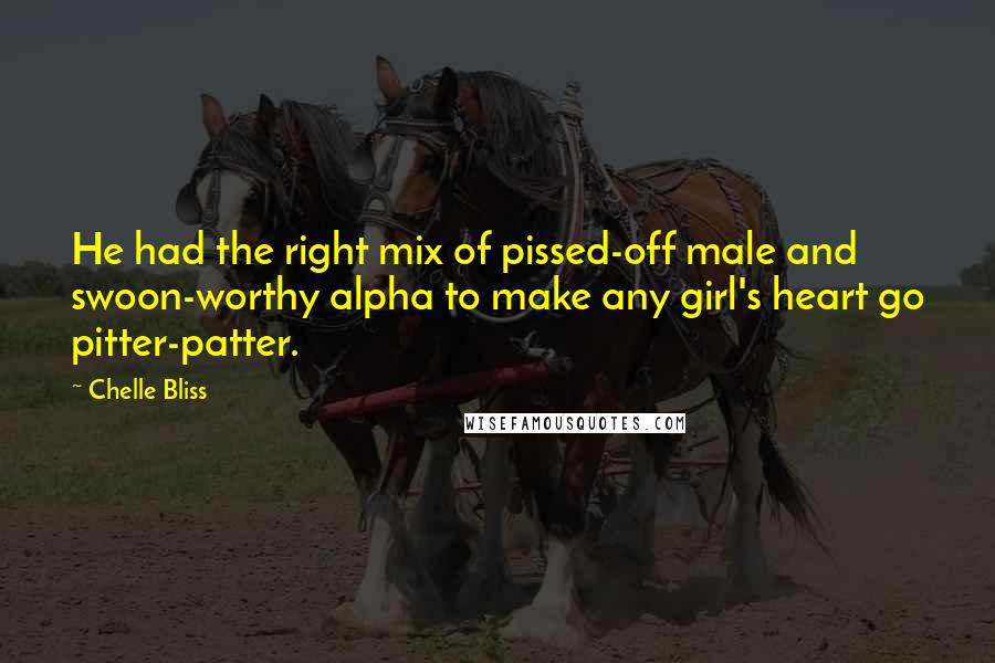 Chelle Bliss Quotes: He had the right mix of pissed-off male and swoon-worthy alpha to make any girl's heart go pitter-patter.