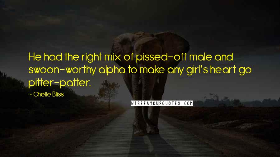 Chelle Bliss Quotes: He had the right mix of pissed-off male and swoon-worthy alpha to make any girl's heart go pitter-patter.