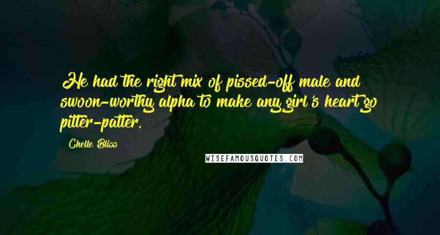 Chelle Bliss Quotes: He had the right mix of pissed-off male and swoon-worthy alpha to make any girl's heart go pitter-patter.