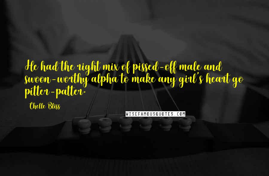Chelle Bliss Quotes: He had the right mix of pissed-off male and swoon-worthy alpha to make any girl's heart go pitter-patter.
