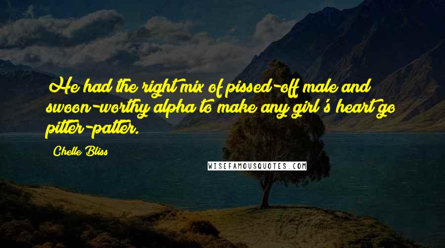 Chelle Bliss Quotes: He had the right mix of pissed-off male and swoon-worthy alpha to make any girl's heart go pitter-patter.