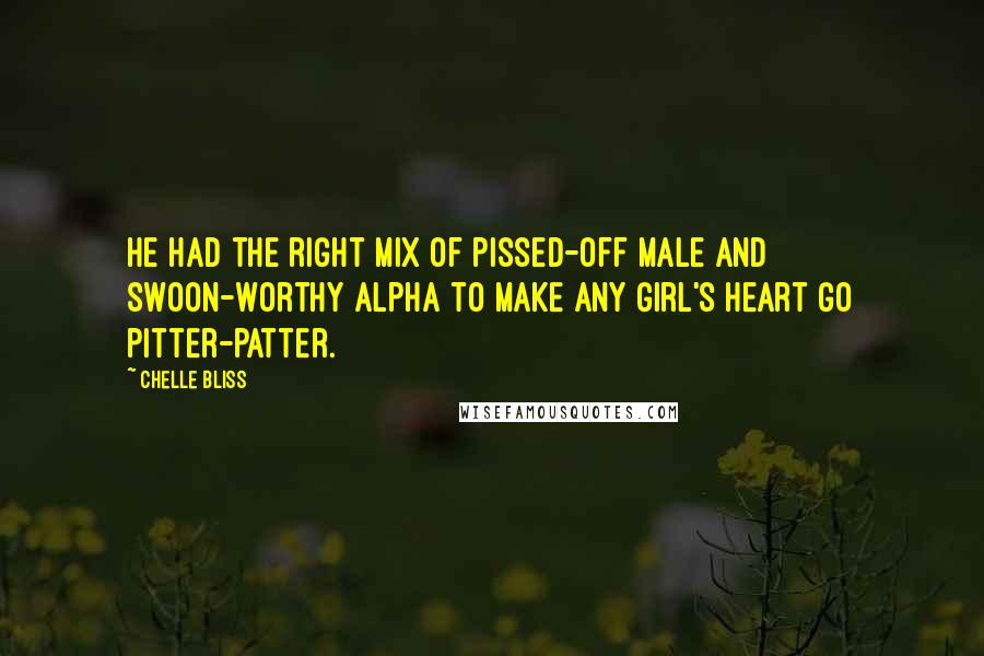 Chelle Bliss Quotes: He had the right mix of pissed-off male and swoon-worthy alpha to make any girl's heart go pitter-patter.