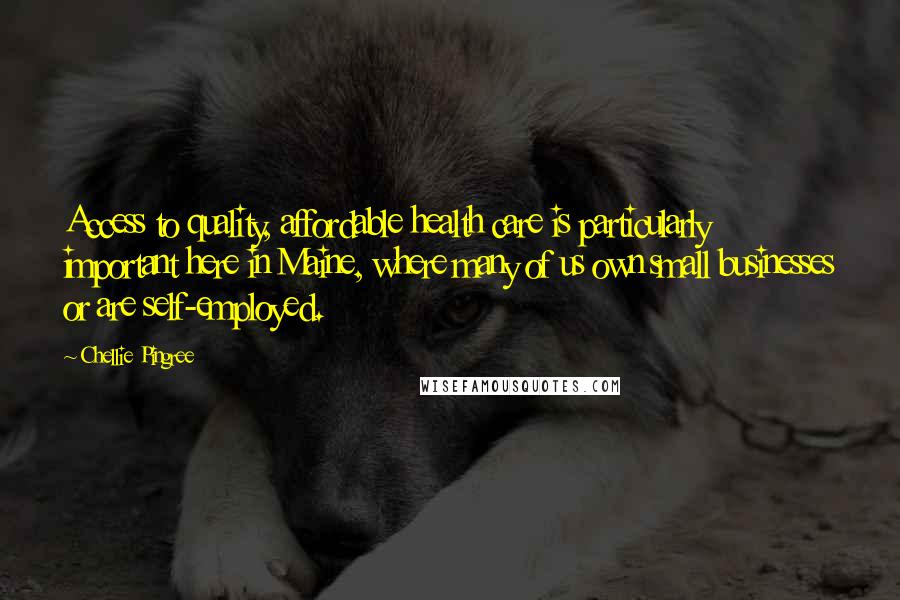 Chellie Pingree Quotes: Access to quality, affordable health care is particularly important here in Maine, where many of us own small businesses or are self-employed.