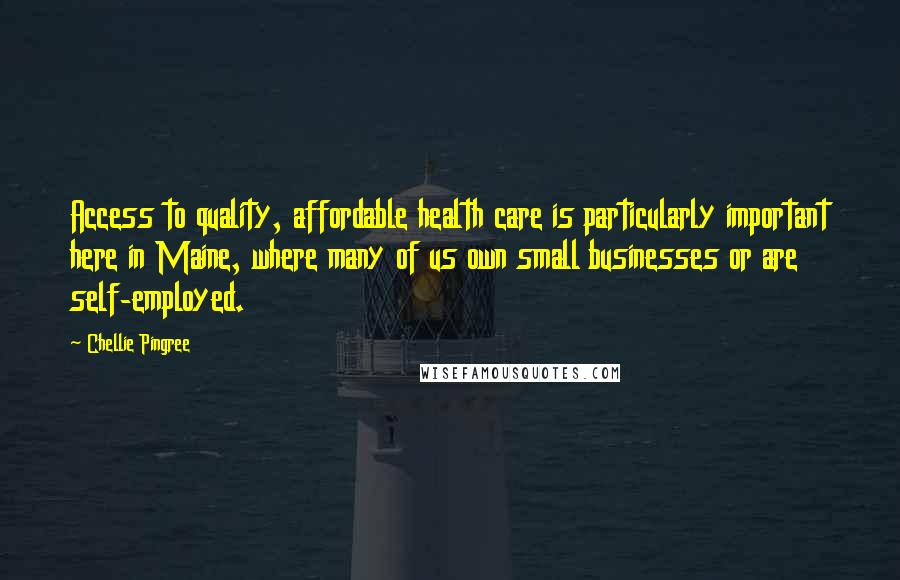 Chellie Pingree Quotes: Access to quality, affordable health care is particularly important here in Maine, where many of us own small businesses or are self-employed.