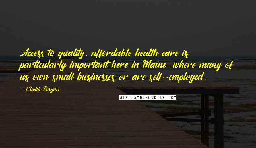 Chellie Pingree Quotes: Access to quality, affordable health care is particularly important here in Maine, where many of us own small businesses or are self-employed.