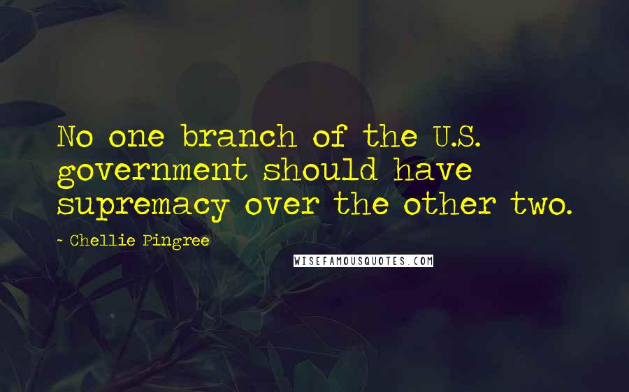 Chellie Pingree Quotes: No one branch of the U.S. government should have supremacy over the other two.