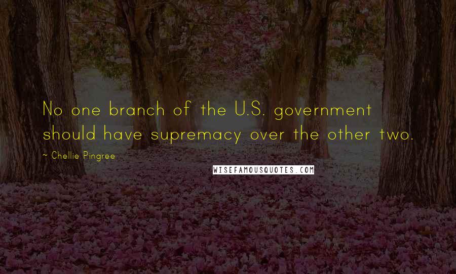Chellie Pingree Quotes: No one branch of the U.S. government should have supremacy over the other two.
