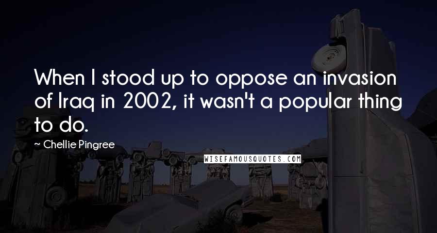 Chellie Pingree Quotes: When I stood up to oppose an invasion of Iraq in 2002, it wasn't a popular thing to do.