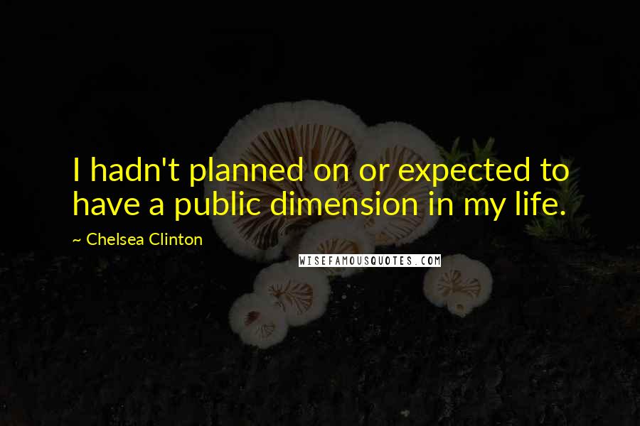 Chelsea Clinton Quotes: I hadn't planned on or expected to have a public dimension in my life.