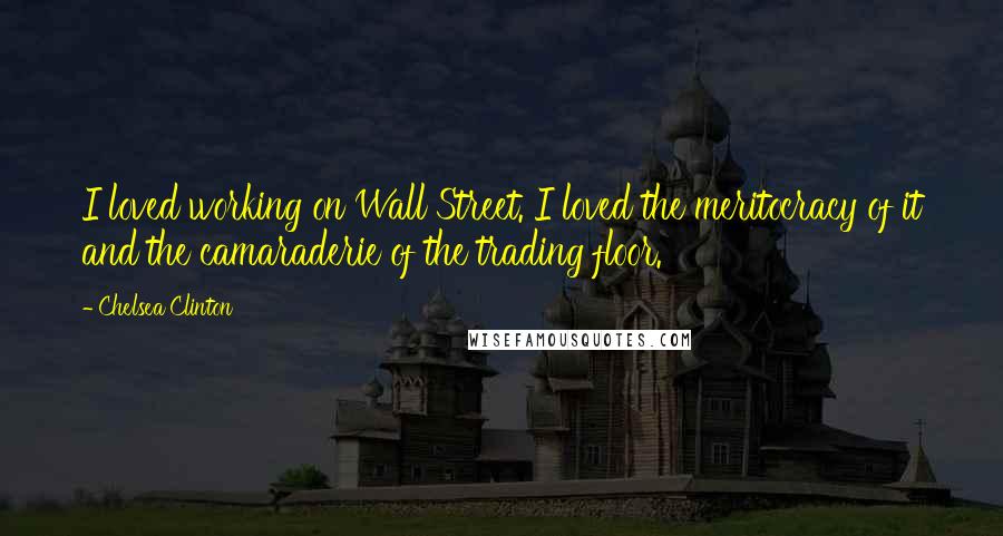 Chelsea Clinton Quotes: I loved working on Wall Street. I loved the meritocracy of it and the camaraderie of the trading floor.