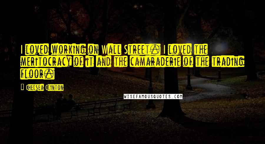 Chelsea Clinton Quotes: I loved working on Wall Street. I loved the meritocracy of it and the camaraderie of the trading floor.