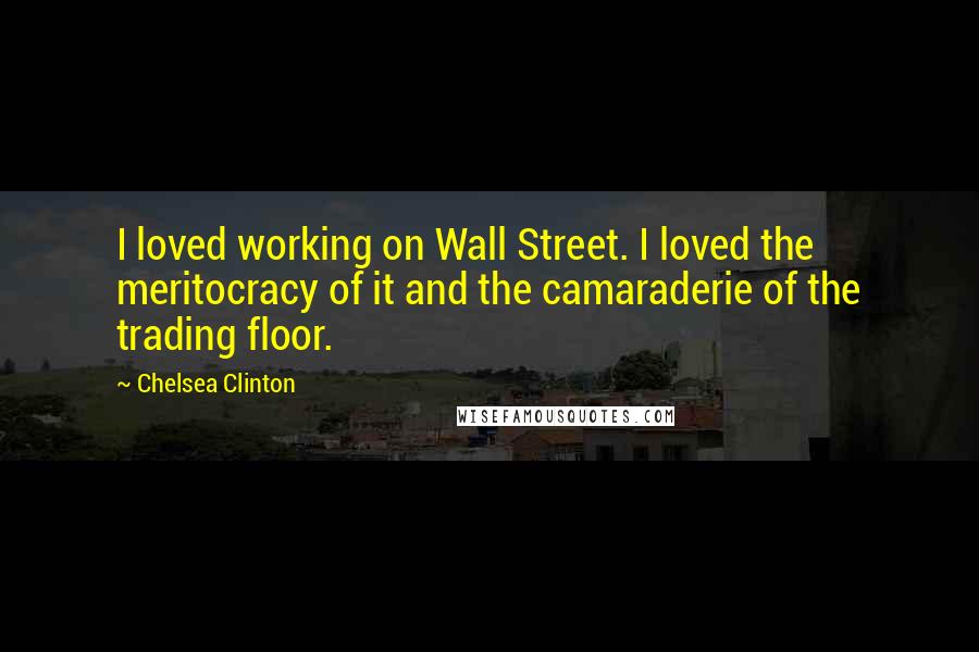 Chelsea Clinton Quotes: I loved working on Wall Street. I loved the meritocracy of it and the camaraderie of the trading floor.