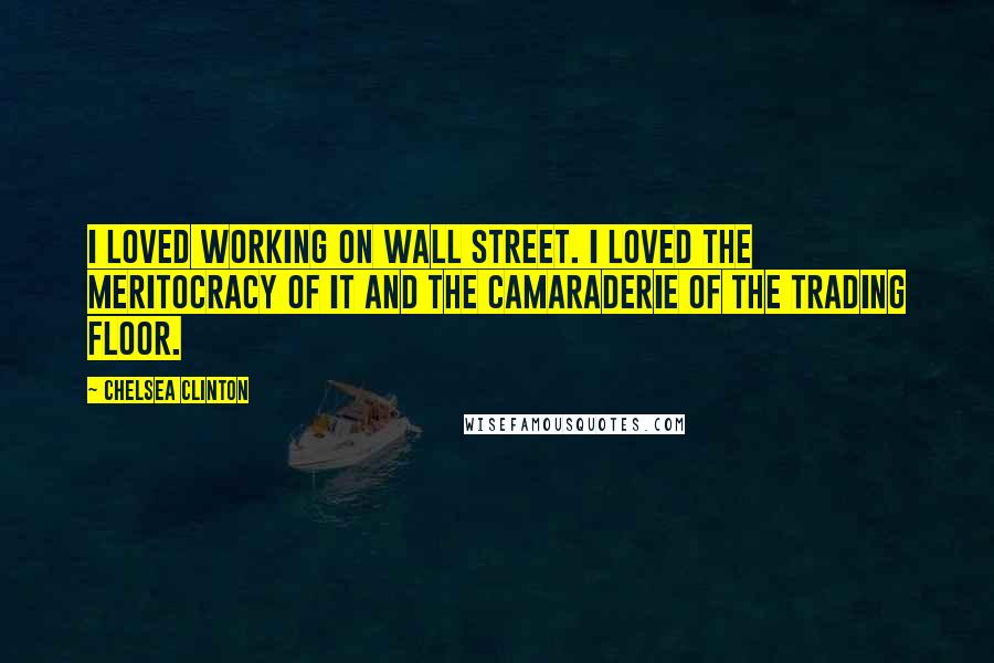 Chelsea Clinton Quotes: I loved working on Wall Street. I loved the meritocracy of it and the camaraderie of the trading floor.