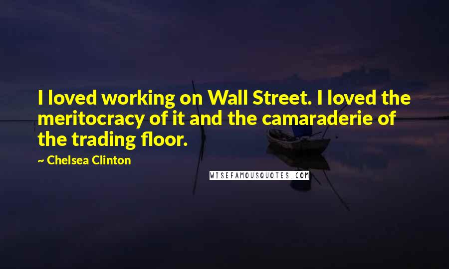 Chelsea Clinton Quotes: I loved working on Wall Street. I loved the meritocracy of it and the camaraderie of the trading floor.