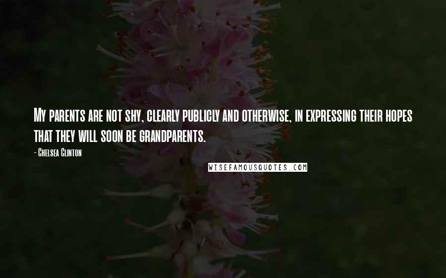 Chelsea Clinton Quotes: My parents are not shy, clearly publicly and otherwise, in expressing their hopes that they will soon be grandparents.