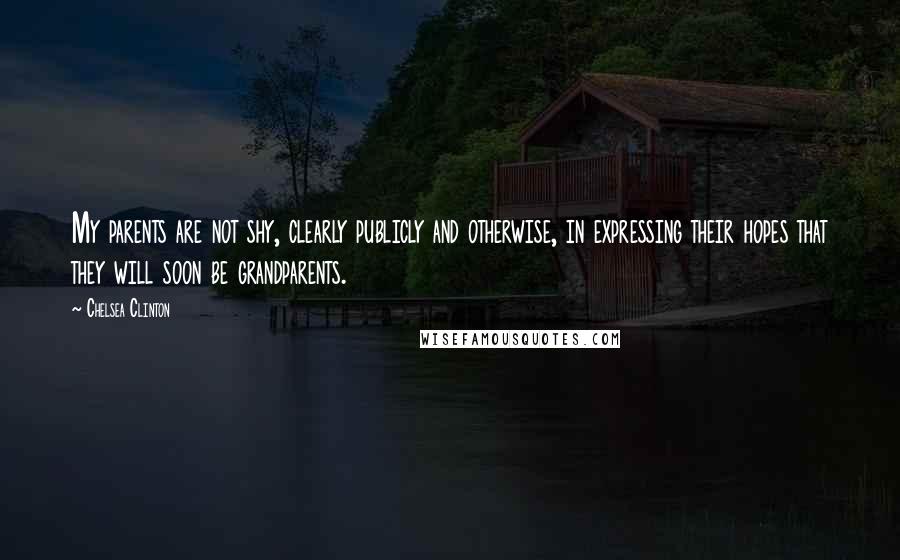 Chelsea Clinton Quotes: My parents are not shy, clearly publicly and otherwise, in expressing their hopes that they will soon be grandparents.