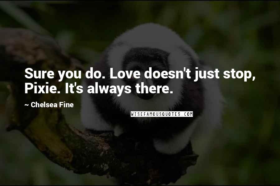 Chelsea Fine Quotes: Sure you do. Love doesn't just stop, Pixie. It's always there.