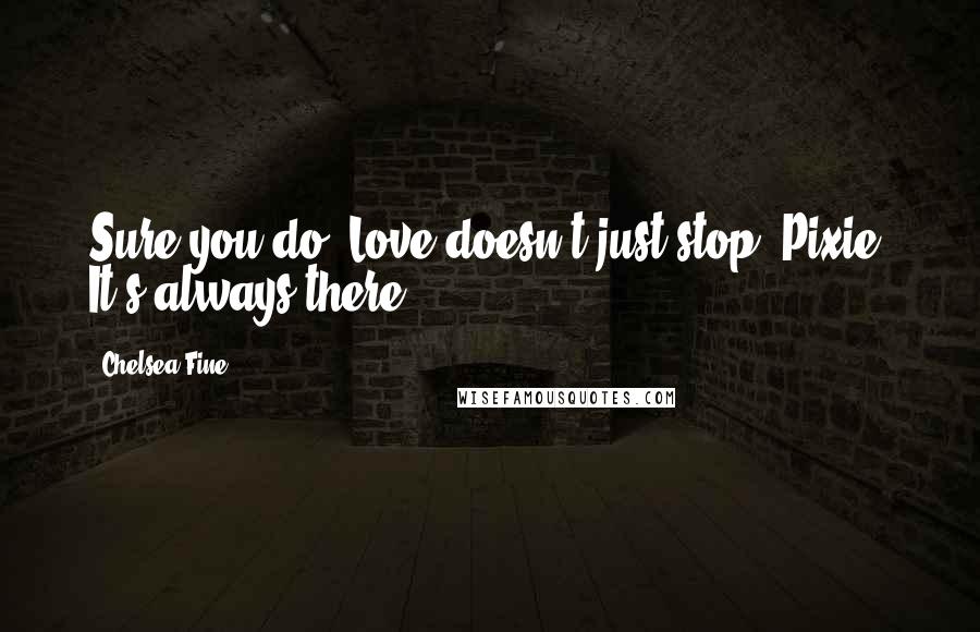 Chelsea Fine Quotes: Sure you do. Love doesn't just stop, Pixie. It's always there.