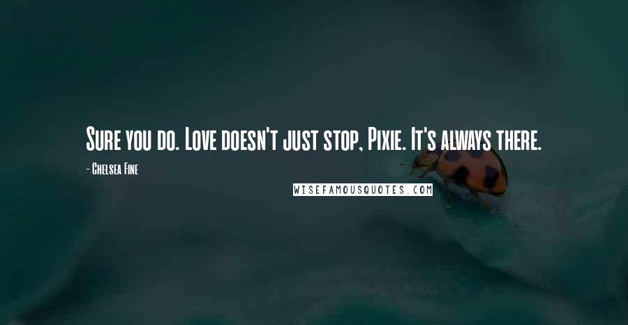 Chelsea Fine Quotes: Sure you do. Love doesn't just stop, Pixie. It's always there.