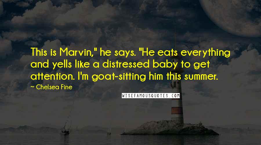 Chelsea Fine Quotes: This is Marvin," he says. "He eats everything and yells like a distressed baby to get attention. I'm goat-sitting him this summer.