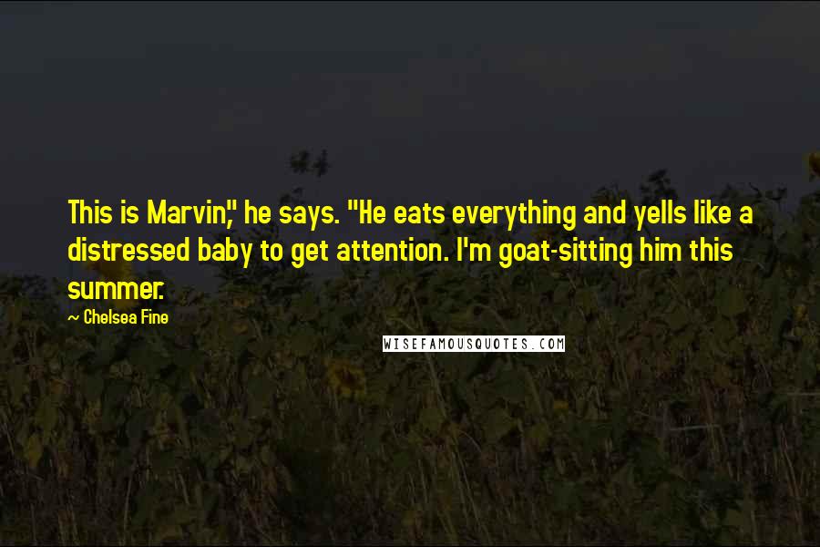 Chelsea Fine Quotes: This is Marvin," he says. "He eats everything and yells like a distressed baby to get attention. I'm goat-sitting him this summer.