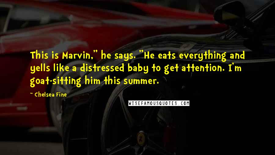 Chelsea Fine Quotes: This is Marvin," he says. "He eats everything and yells like a distressed baby to get attention. I'm goat-sitting him this summer.