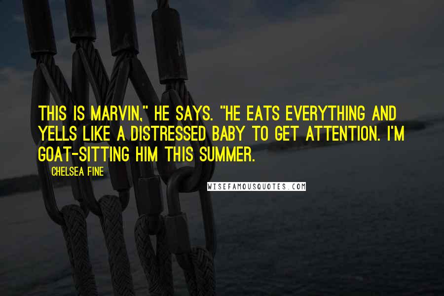 Chelsea Fine Quotes: This is Marvin," he says. "He eats everything and yells like a distressed baby to get attention. I'm goat-sitting him this summer.