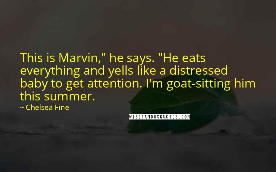 Chelsea Fine Quotes: This is Marvin," he says. "He eats everything and yells like a distressed baby to get attention. I'm goat-sitting him this summer.