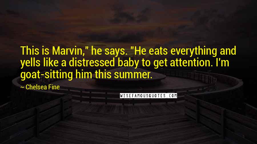 Chelsea Fine Quotes: This is Marvin," he says. "He eats everything and yells like a distressed baby to get attention. I'm goat-sitting him this summer.