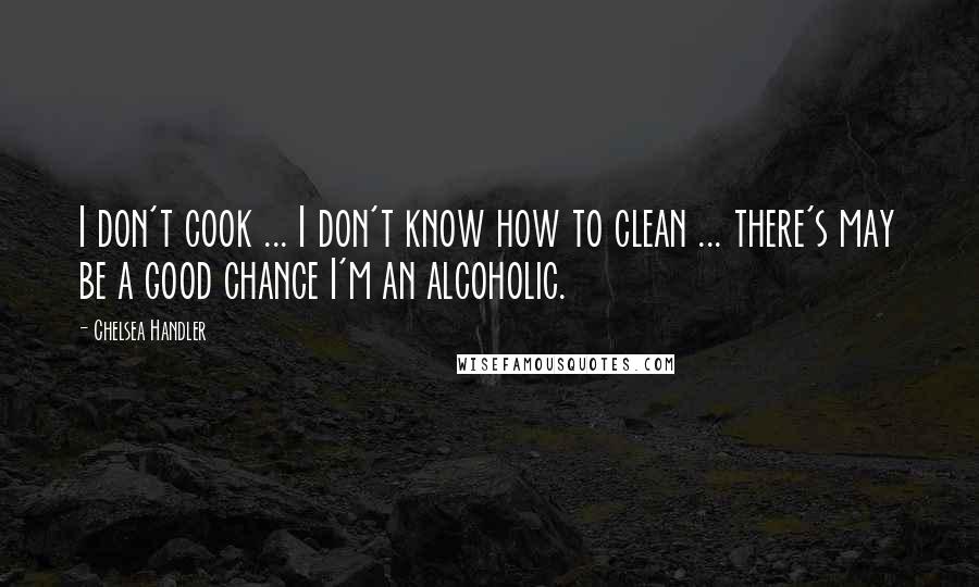 Chelsea Handler Quotes: I don't cook ... I don't know how to clean ... there's may be a good chance I'm an alcoholic.