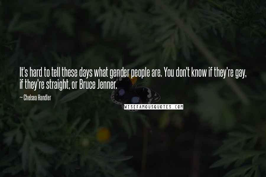 Chelsea Handler Quotes: It's hard to tell these days what gender people are. You don't know if they're gay, if they're straight, or Bruce Jenner.