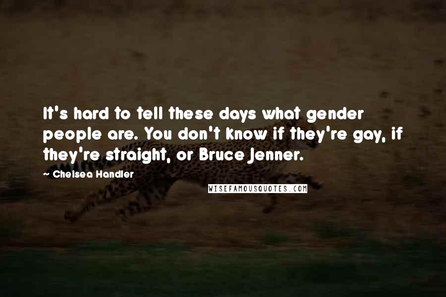 Chelsea Handler Quotes: It's hard to tell these days what gender people are. You don't know if they're gay, if they're straight, or Bruce Jenner.