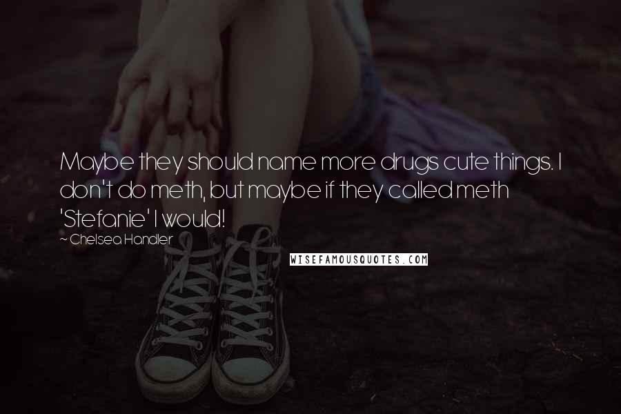 Chelsea Handler Quotes: Maybe they should name more drugs cute things. I don't do meth, but maybe if they called meth 'Stefanie' I would!