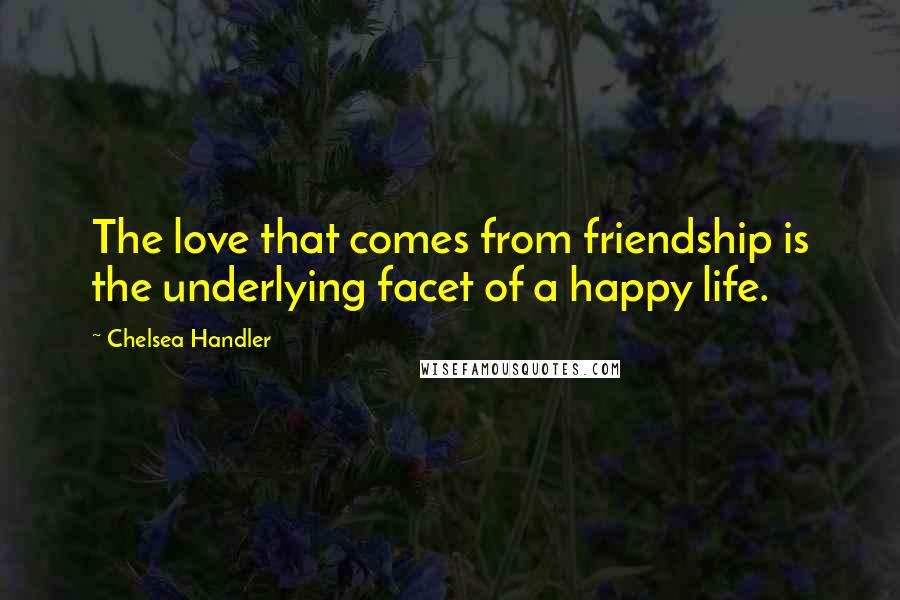 Chelsea Handler Quotes: The love that comes from friendship is the underlying facet of a happy life.