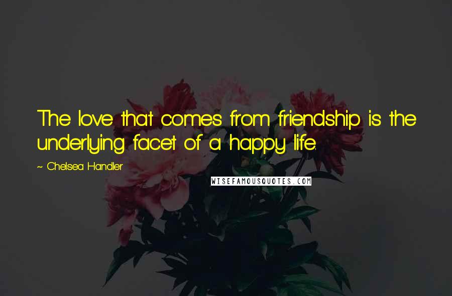 Chelsea Handler Quotes: The love that comes from friendship is the underlying facet of a happy life.