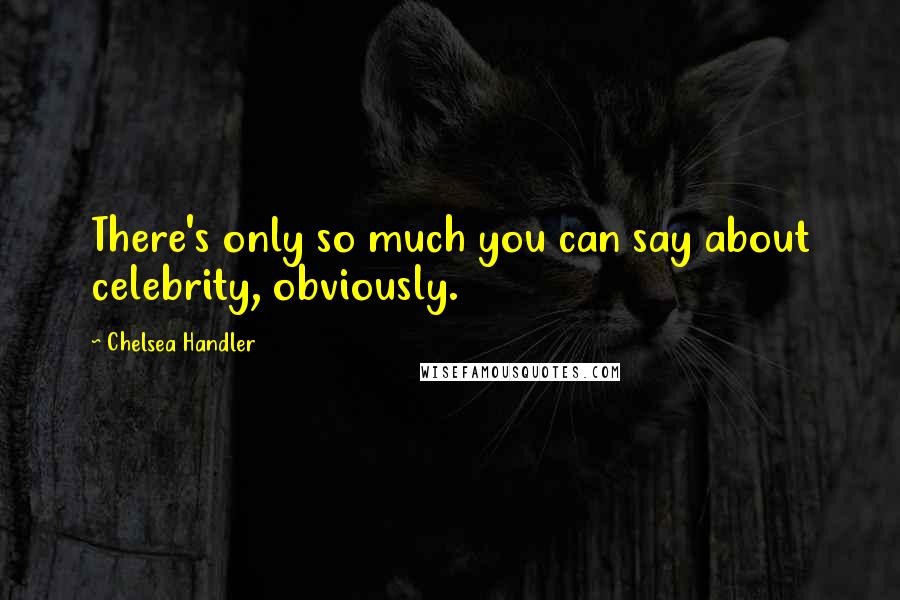 Chelsea Handler Quotes: There's only so much you can say about celebrity, obviously.