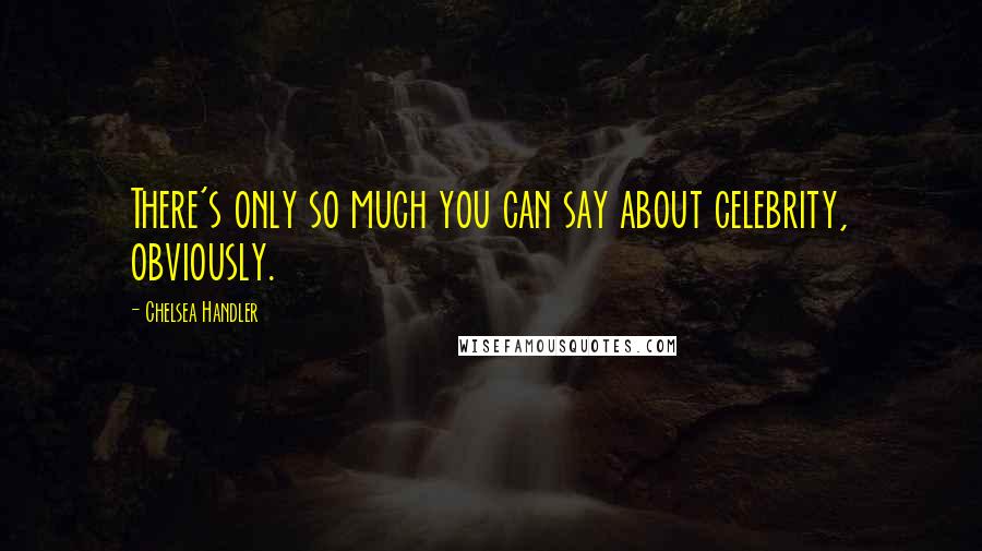 Chelsea Handler Quotes: There's only so much you can say about celebrity, obviously.