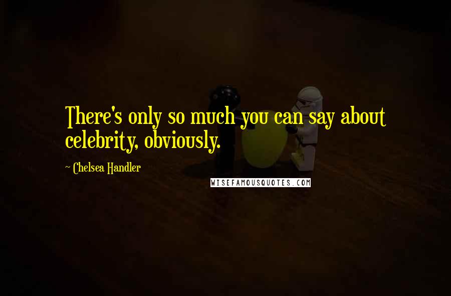 Chelsea Handler Quotes: There's only so much you can say about celebrity, obviously.