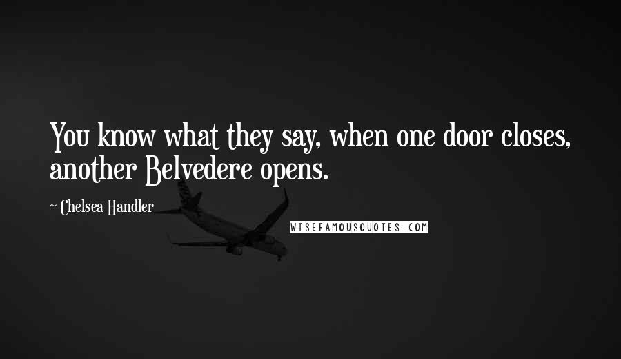 Chelsea Handler Quotes: You know what they say, when one door closes, another Belvedere opens.