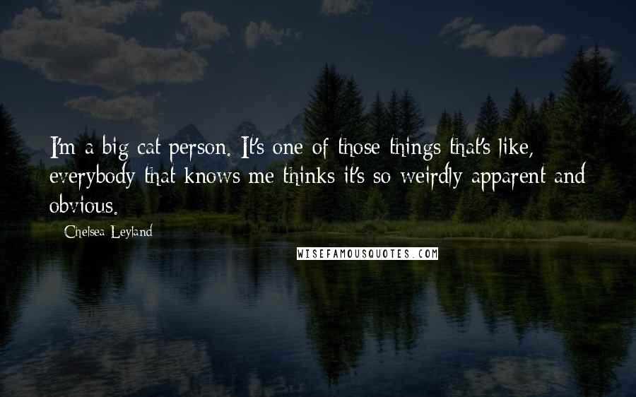 Chelsea Leyland Quotes: I'm a big cat person. It's one of those things that's like, everybody that knows me thinks it's so weirdly apparent and obvious.