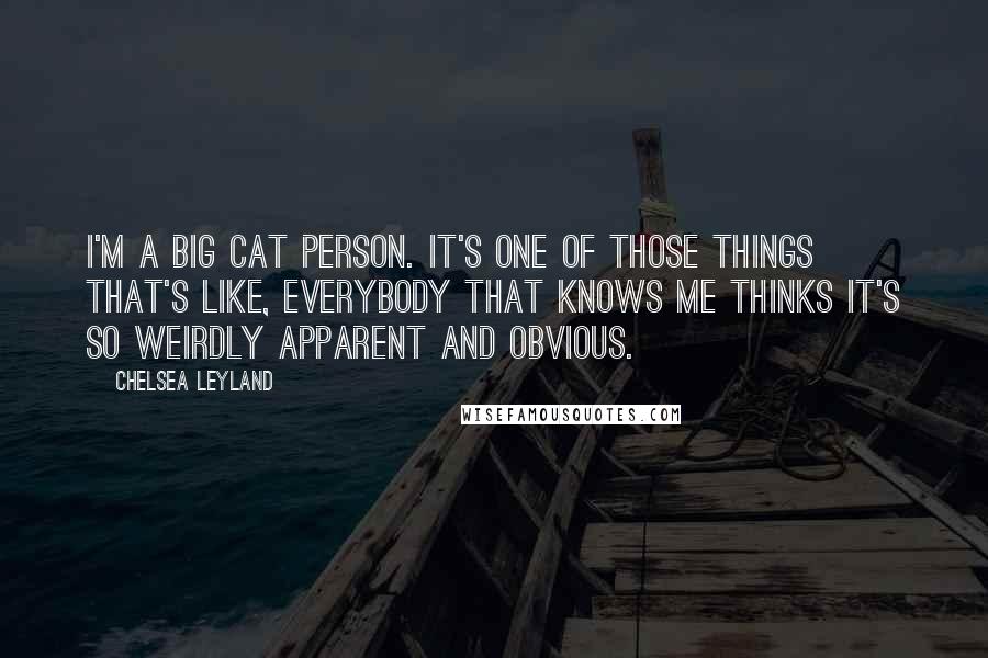 Chelsea Leyland Quotes: I'm a big cat person. It's one of those things that's like, everybody that knows me thinks it's so weirdly apparent and obvious.