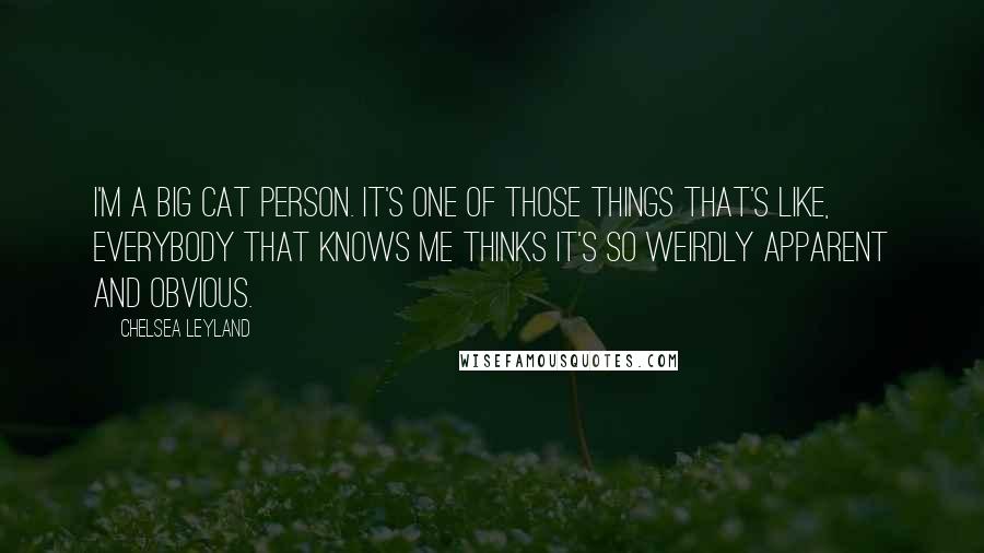 Chelsea Leyland Quotes: I'm a big cat person. It's one of those things that's like, everybody that knows me thinks it's so weirdly apparent and obvious.